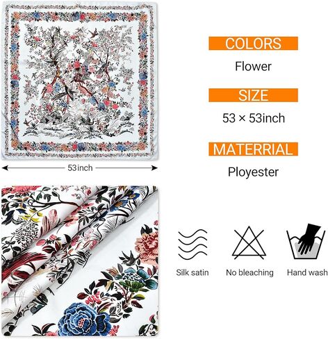 وشاح رأس كبير للنساء مقاس 53 بوصة - وشاح حريري من الساتان لتغليف الشعر ليلاً وشاح مربع باندانا للنوم in Kuwait