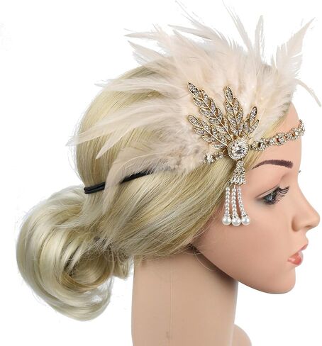 StarDY المرأة خمر الزعنفة عقال ديزي بوكانان زي غاتسبي العظيم ورقة تيارا خوذة 1920's يتوهم الشعر التبعي in Kuwait