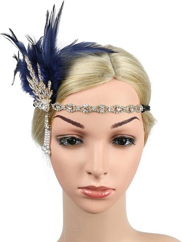 StarDY المرأة خمر الزعنفة عقال ديزي بوكانان زي غاتسبي العظيم ورقة تيارا خوذة 1920's يتوهم الشعر التبعي in Kuwait