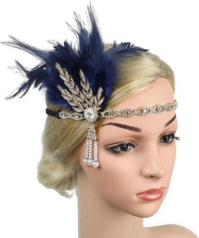 StarDY المرأة خمر الزعنفة عقال ديزي بوكانان زي غاتسبي العظيم ورقة تيارا خوذة 1920's يتوهم الشعر التبعي in Kuwait