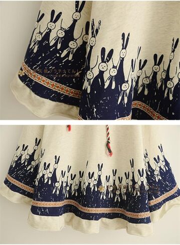 رداء بقلنسوة للفتيات من آزا بوتيك مصنوع من مزيج قطني لطيف مع أذني أرنب in Kuwait