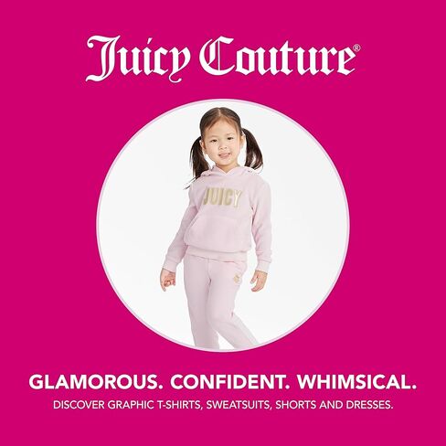 Juicy Couture Girls' Hooded Long Sleeve Fleece Sweatshirt, Full-Zip and Pullover Hoodie, Pockets & Ribbed Cuffs in Saudi Arabia