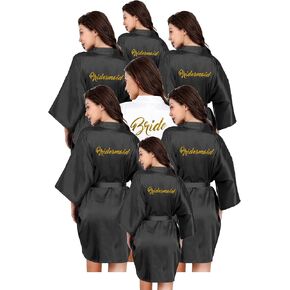 ALHAVONE Bride Bridesmaid Robes Set Glittering for Wedding Bridal Party Women Short Silky Robe One Size