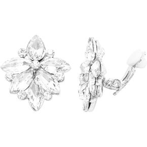 أقراط نسائية من Rosemarie & Jubalee مرصعة بأحجار الراين الكريستالية الرائعة بمشبك على شكل زهور، مقاس 1 بوصة in Kuwait