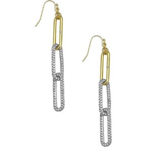 Vince Camuto Linear Pave Paper Clip Link Fish Hook Earrings in Kuwait