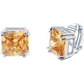 LAVINA Funky Solitaire Earrings Series - CZ Square Fancy Cut Clip On Earrings For Women Mom Men Fashion Wedding Party Prom Christmas Gift Jewelry in Kuwait