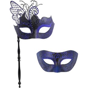 Coddsmz زوجين تنكر قناع فراشة قناع البندقية أقنعة ماردي غرا هالوين زي قناع تأثيري حفلة الكرة قناع معدني in Kuwait