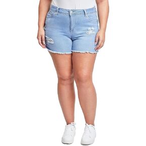 YMI Women's Plus Size Wannabettabutt High Rise Fray Shorts in Kuwait
