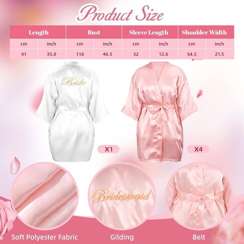 جيويو جوليري طقم كيمونو للعروس ووصيفة العروس مكون من 15 قطعة، رداء كيمونو لوصيفة العروس وحفلات الزفاف وشبشب وشبشب وشنطة حمل وهدية زفاف لحفلات توديع العزوبية in Kuwait