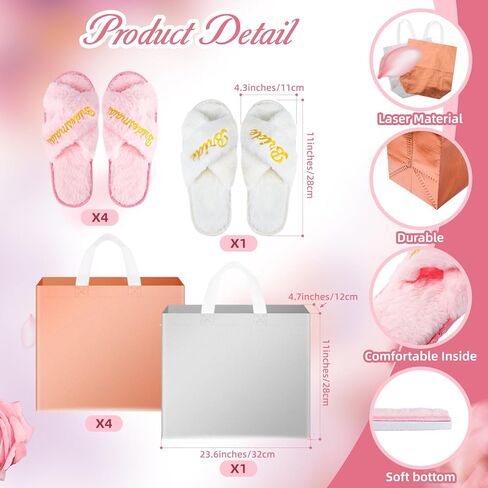 جيويو جوليري طقم كيمونو للعروس ووصيفة العروس مكون من 15 قطعة، رداء كيمونو لوصيفة العروس وحفلات الزفاف وشبشب وشبشب وشنطة حمل وهدية زفاف لحفلات توديع العزوبية in Kuwait