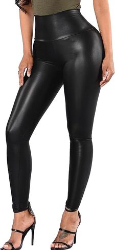 سروال ضيق نسائي من الجلد الصناعي من Coloquin بخصر عالٍ لرفع المؤخرة in Kuwait