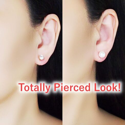 ميابي جريس أنيقة 6 مم كريستال حجر الراين غير مرئية كليب على أقراط للنساء مزدوجة الوجهين الأبيض العذبة بيرل مريحة كليب غير مثقوبة أقراط, مادة صمغية, غير معروف in Kuwait