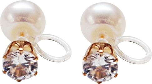 ميابي جريس أنيقة 6 مم كريستال حجر الراين غير مرئية كليب على أقراط للنساء مزدوجة الوجهين الأبيض العذبة بيرل مريحة كليب غير مثقوبة أقراط, مادة صمغية, غير معروف in Kuwait