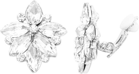 أقراط نسائية من Rosemarie & Jubalee مرصعة بأحجار الراين الكريستالية الرائعة بمشبك على شكل زهور، مقاس 1 بوصة in Kuwait