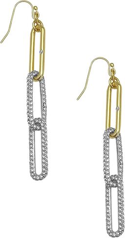 Vince Camuto Linear Pave Paper Clip Link Fish Hook Earrings in Saudi Arabia