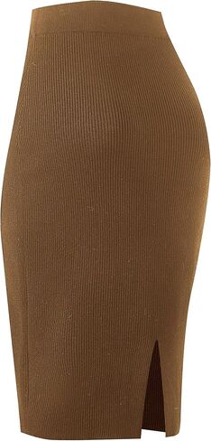 Urban CoCo Women's Elastic Waist Knitted Split Tube Pencil Midi Skirt in Saudi Arabia