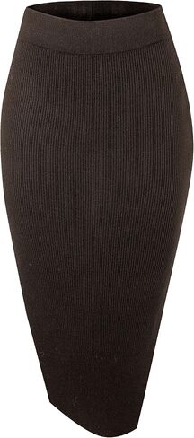 Urban CoCo Women's Elastic Waist Knitted Split Tube Pencil Midi Skirt in Saudi Arabia