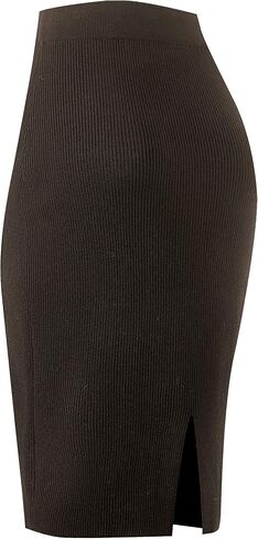 Urban CoCo Women's Elastic Waist Knitted Split Tube Pencil Midi Skirt in Saudi Arabia