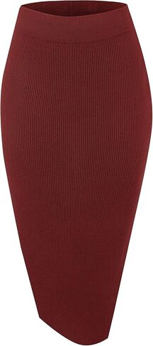 Urban CoCo Women's Elastic Waist Knitted Split Tube Pencil Midi Skirt in Saudi Arabia