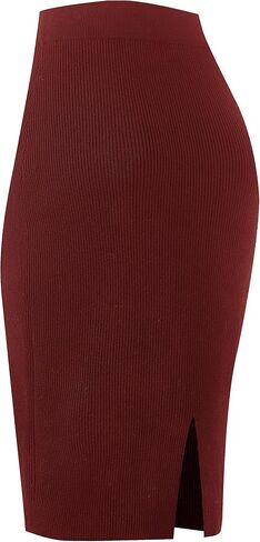 Urban CoCo Women's Elastic Waist Knitted Split Tube Pencil Midi Skirt in Saudi Arabia