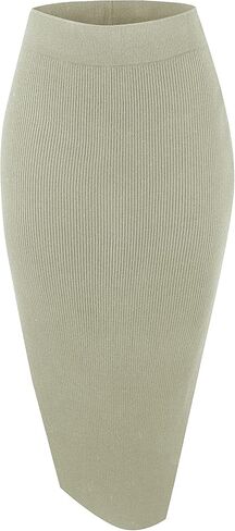 Urban CoCo Women's Elastic Waist Knitted Split Tube Pencil Midi Skirt in Saudi Arabia