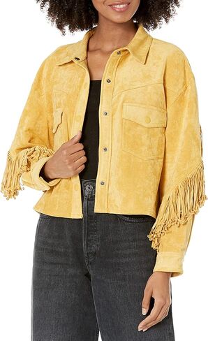 [BLANKNYC] Womens Luxury Clothing Faux Suede Fringe Shirt Jacket, Comfortable & Stylish Coat in Saudi Arabia