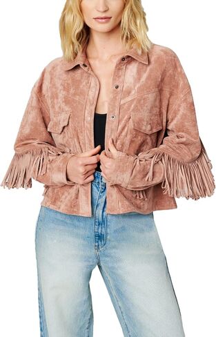 [BLANKNYC] Womens Luxury Clothing Faux Suede Fringe Shirt Jacket, Comfortable & Stylish Coat in Saudi Arabia