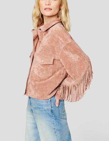[BLANKNYC] Womens Luxury Clothing Faux Suede Fringe Shirt Jacket, Comfortable & Stylish Coat in Saudi Arabia