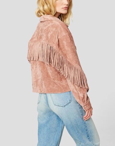 [BLANKNYC] Womens Luxury Clothing Faux Suede Fringe Shirt Jacket, Comfortable & Stylish Coat in Saudi Arabia