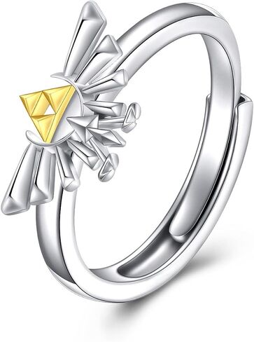 YFN Zelda Ring Sterling Silver Legend of Zelda Adjustable Open Ring Triforce Jewelry Tears of the Kingdom Gifts for Men Women Boys Girls in Saudi Arabia