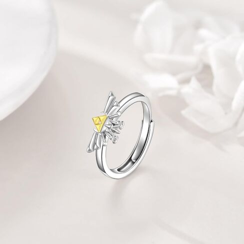 YFN Zelda Ring Sterling Silver Legend of Zelda Adjustable Open Ring Triforce Jewelry Tears of the Kingdom Gifts for Men Women Boys Girls in Saudi Arabia