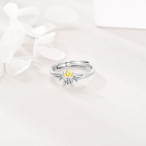 YFN Zelda Ring Sterling Silver Legend of Zelda Adjustable Open Ring Triforce Jewelry Tears of the Kingdom Gifts for Men Women Boys Girls in Saudi Arabia