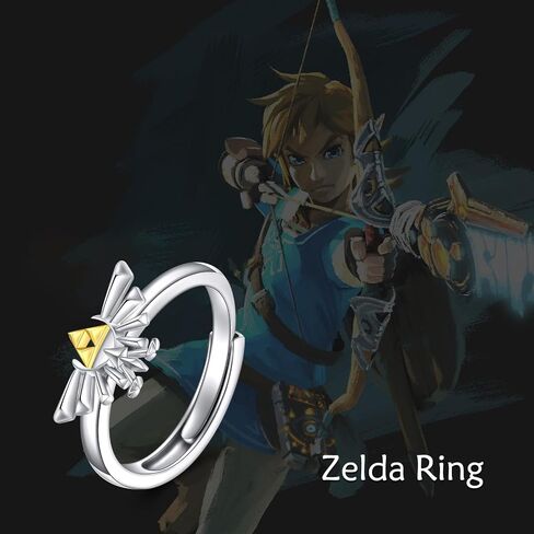 YFN Zelda Ring Sterling Silver Legend of Zelda Adjustable Open Ring Triforce Jewelry Tears of the Kingdom Gifts for Men Women Boys Girls in Saudi Arabia