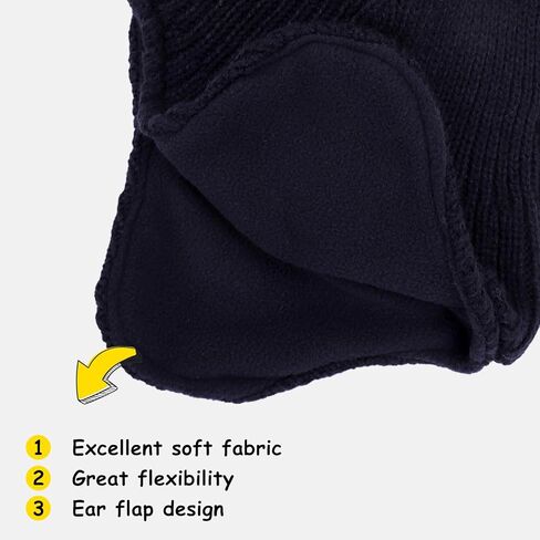 قبعة شتوية للأطفال الصغار مع غطاء للأذن، قبعات صغيرة متماسكة مطرزة بشكل لطيف للأطفال مبطنة بالصوف الدافئ مع بوم بوم للأعمار من 1 إلى 8 سنوات in Kuwait