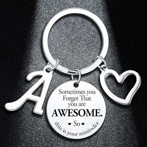 BESPMOSP Sometimes You Forget You're Awesome Letter Keyring Encouragement Initial Alphabet Keychain Inspirational Keychain in Saudi Arabia