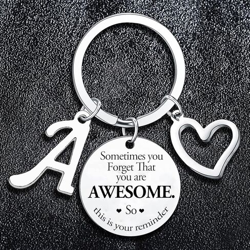 BESPMOSP Sometimes You Forget You're Awesome Letter Keyring Encouragement Initial Alphabet Keychain Inspirational Keychain in Saudi Arabia