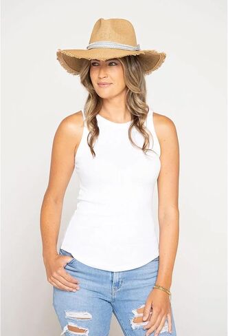 Peter Grimm Marilyn Resort Packable UV Protective Summer Natural Fiber Sun Hat, with 4" Brim-One Size, With 4" Brim - One Size, One size in Kuwait