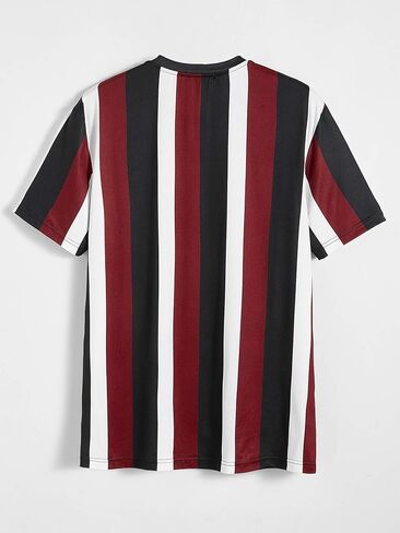 MakeMeChic Men's Casual Graphic Striped Print Crewneck Short Sleeve T Shirts Tops in Kuwait