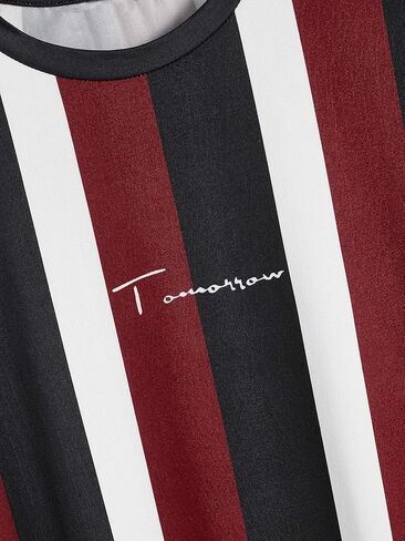 MakeMeChic Men's Casual Graphic Striped Print Crewneck Short Sleeve T Shirts Tops in Kuwait