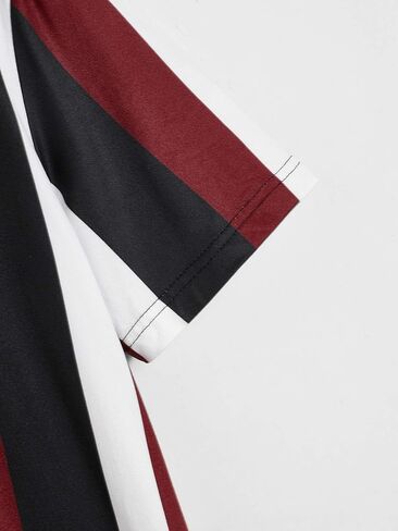 MakeMeChic Men's Casual Graphic Striped Print Crewneck Short Sleeve T Shirts Tops in Kuwait