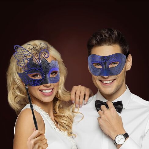 Coddsmz زوجين تنكر قناع فراشة قناع البندقية أقنعة ماردي غرا هالوين زي قناع تأثيري حفلة الكرة قناع معدني in Kuwait