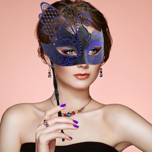 Coddsmz زوجين تنكر قناع فراشة قناع البندقية أقنعة ماردي غرا هالوين زي قناع تأثيري حفلة الكرة قناع معدني in Kuwait