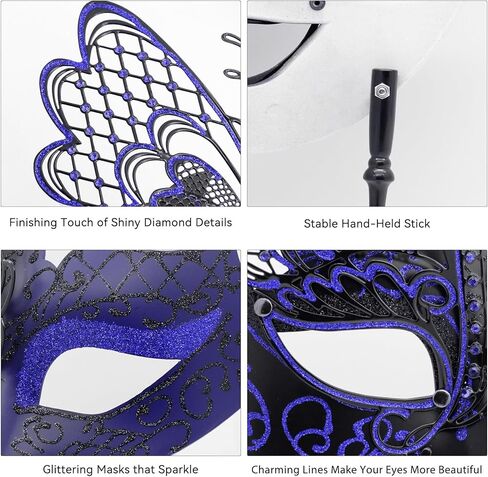 Coddsmz زوجين تنكر قناع فراشة قناع البندقية أقنعة ماردي غرا هالوين زي قناع تأثيري حفلة الكرة قناع معدني in Kuwait