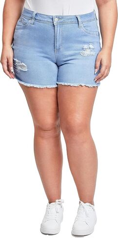 YMI Women's Plus Size Wannabettabutt High Rise Fray Shorts in Saudi Arabia