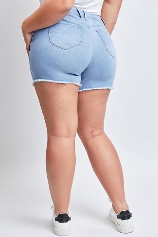 YMI Women's Plus Size Wannabettabutt High Rise Fray Shorts in Saudi Arabia
