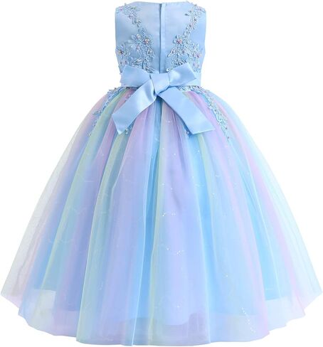 Flowers Girls Tulle Lace Wedding Party Dress for Kids Communion Formal Birthday Princess Pageant Prom Maxi Gown in Kuwait