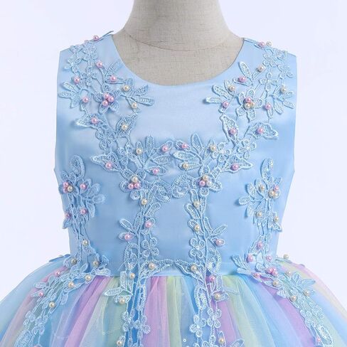 Flowers Girls Tulle Lace Wedding Party Dress for Kids Communion Formal Birthday Princess Pageant Prom Maxi Gown in Kuwait