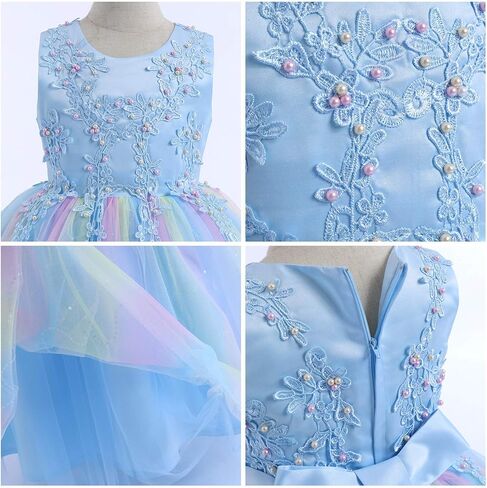Flowers Girls Tulle Lace Wedding Party Dress for Kids Communion Formal Birthday Princess Pageant Prom Maxi Gown in Kuwait