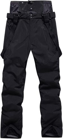 سروال HOUZONIY Bib Snow للنساء معزول مقاوم للماء، سروال تزلج مع تنورة بودرة قابلة للفصل وحمالات للتزلج على الجليد in Kuwait