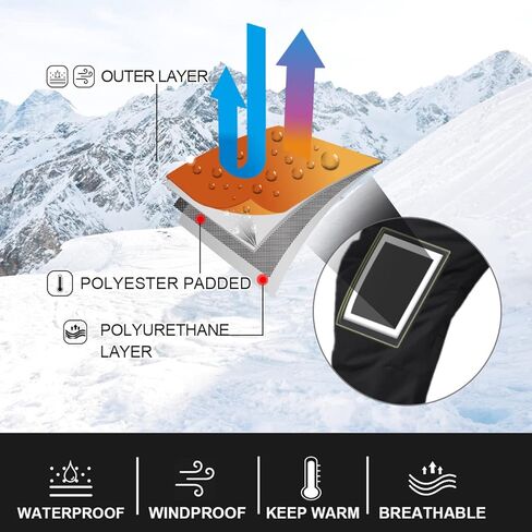 سروال HOUZONIY Bib Snow للنساء معزول مقاوم للماء، سروال تزلج مع تنورة بودرة قابلة للفصل وحمالات للتزلج على الجليد in Kuwait